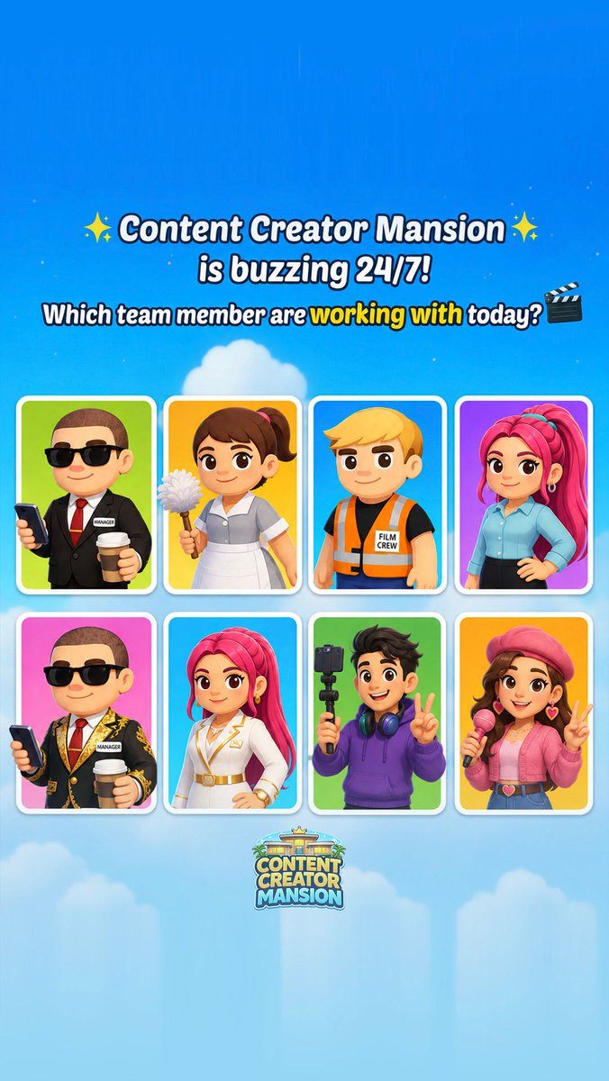 cc_mansion's tweet photo. Who are you trusting to carry the mansion today? 👀🏠 
Tell us who you’re choosing in the comments 👇

#ContentCreatorMansion #CCM #Gaming #MobileGames #Gamer https://t.co/Xdn6lZcwpn