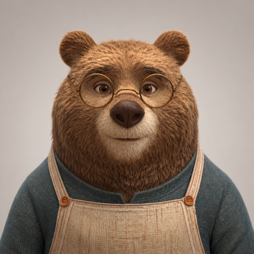 Transparent Bear Character Cutout