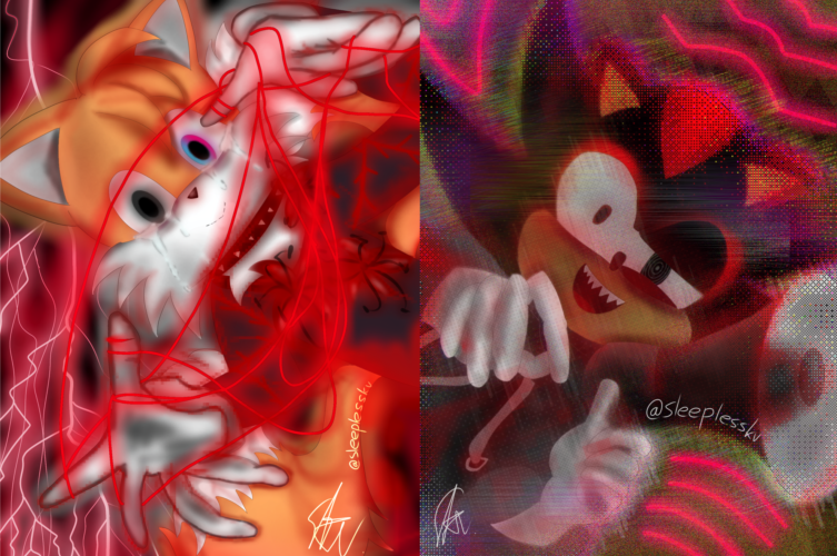 SleeplessKV's tweet photo. The ¿?Shimon x Sonic Collection (2025 ver.)
Inspired from the songs 堕落ちゃん and 虚無さん

Although I ended this series, maybe I should make a revamp of this? I'm not quite sure...

#sonicthehedgehog #tails #tailsthefox #shadow #shadowthehedgehog https://t.co/b3FfVJLIuE