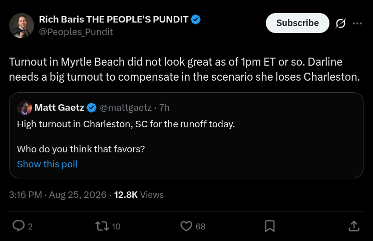 UNATCOHillaryPC's tweet photo. Lightning doesn't strike twice. @Peoples_Pundit did it AGAIN and admits he bet on Graham 3-6 after pumping out Norman would decidedly win.

There needs to be a real investigation into Rich Baris. This is outright criminal he's allowed to get away with this. https://t.co/muwh7RLaxx