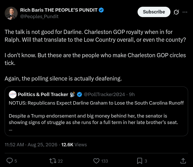 UNATCOHillaryPC's tweet photo. Lightning doesn't strike twice. @Peoples_Pundit did it AGAIN and admits he bet on Graham 3-6 after pumping out Norman would decidedly win.

There needs to be a real investigation into Rich Baris. This is outright criminal he's allowed to get away with this. https://t.co/muwh7RLaxx