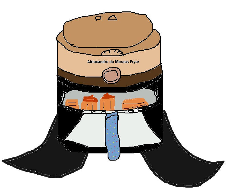 nocelli_joao's tweet photo. EXTRA: 
Airlexandre de Moraes Fryer
(pra deixar claro isso não é uma zombação muito menos um ataque à figura Alexandre de Moraes, é apenas uma brincadeira feita por mim sem intenções de ferir ou zombar alguém) https://t.co/taRylRPj1t