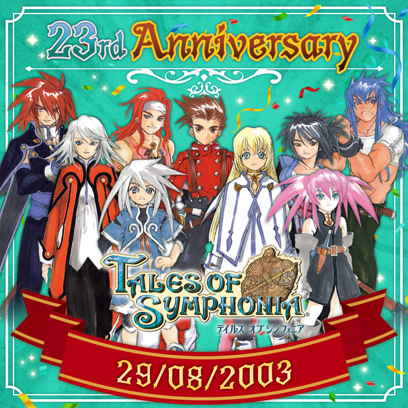 tales_ch's tweet photo. 本日は…
￣V￣￣￣
君と響きあうRPG
「テイルズ オブ シンフォニア」
🎉23周年🎉

皆さまと作品の思い出を教えてください💬

#テイルズ #シンフォニアの思い出
#テイルズオブシンフォニア https://t.co/qhMvRYt3BX