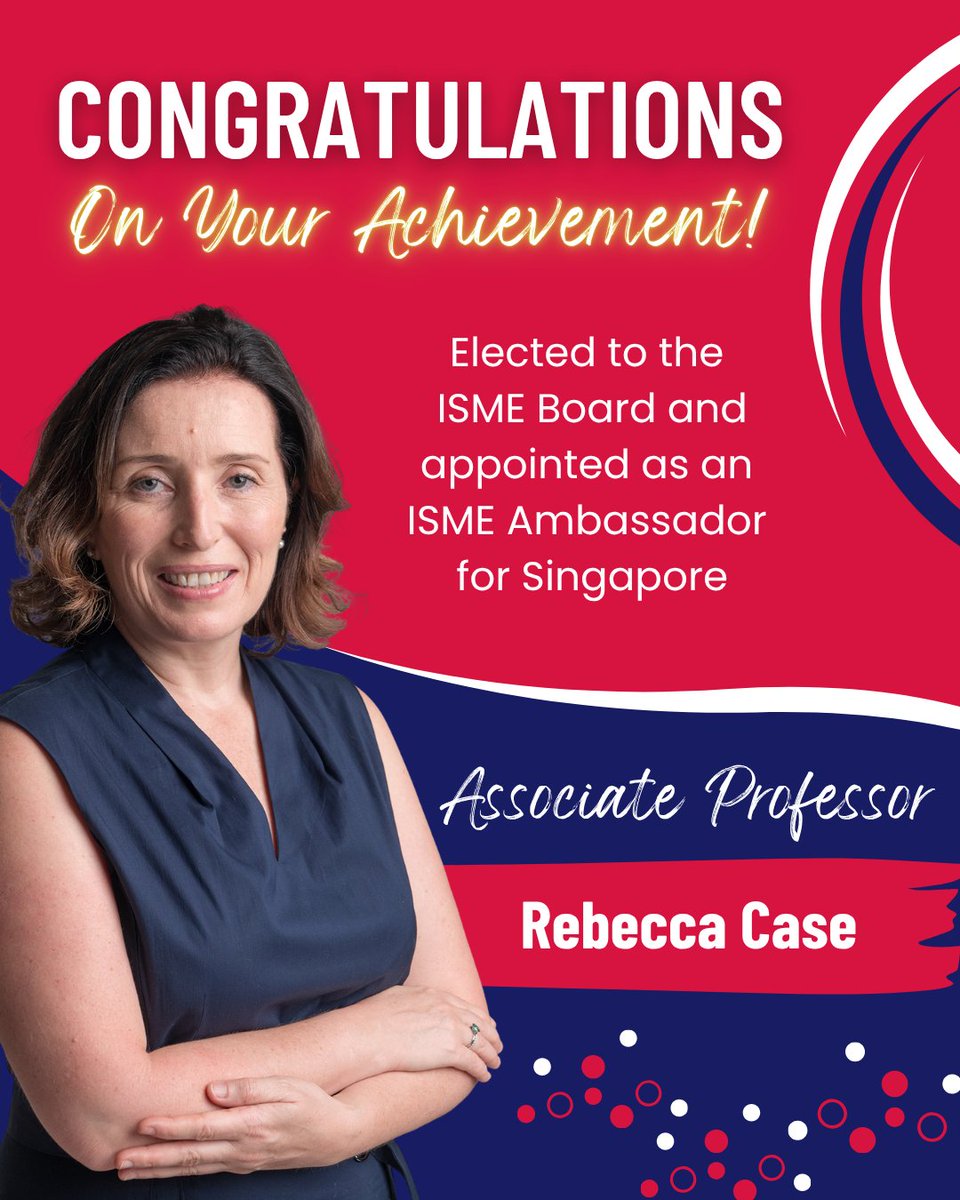 ntusbs's tweet photo. ๐Congratulations to Assoc. Prof. Rebecca Case on being elected to the ISME Board and appointed as an ISME Ambassador for Singapore!
A well-deserved recognition of her contributions and leadership in the microbial ecology community.
#NTUSBS #SCELSE #WomenInSTEM https://t.co/vq87q4P9l0