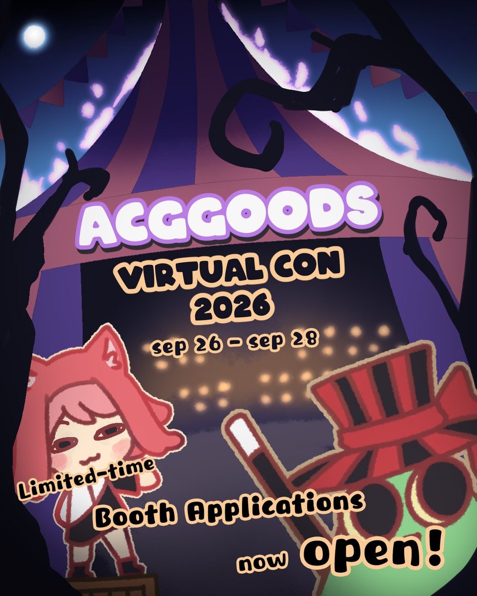 ACGGoods's tweet photo. No need to leave the house or stock up on inventory. . . Check out the official ACGGoods Virtual Convention!
Booth applications are open now!

For more details, join our Discord server!
https://t.co/qmNJcECv4P

Poster Designer: @maxedfumi (Booth 69) https://t.co/QxM2DmDsAs