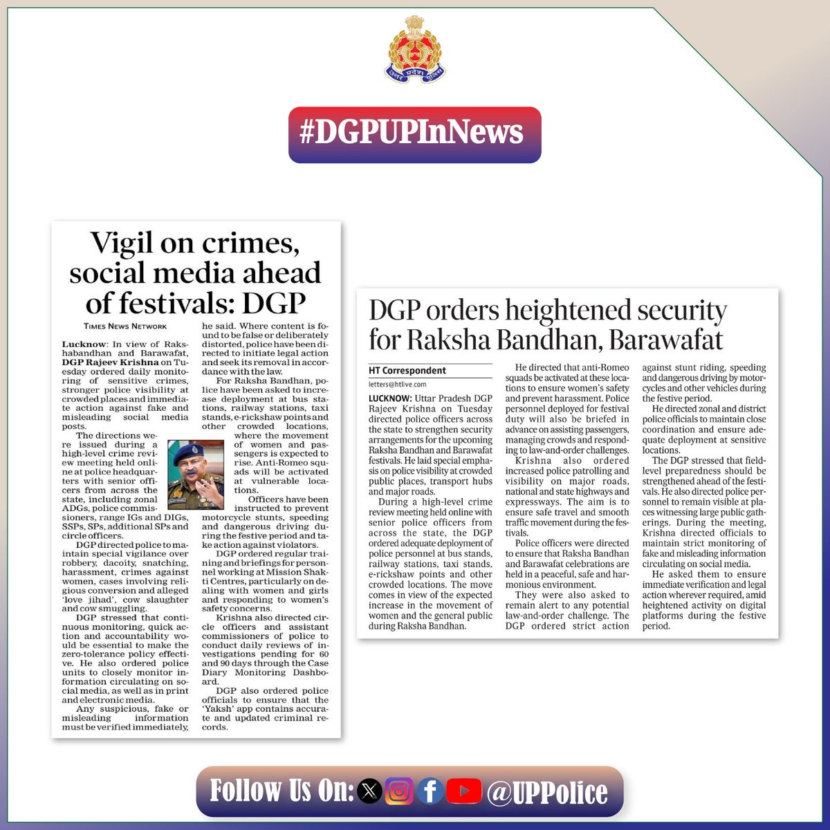 Uppolice's tweet photo. #DGPUPInNews
#UPPolice #ZeroTolerance https://t.co/fV0mohuXW8
