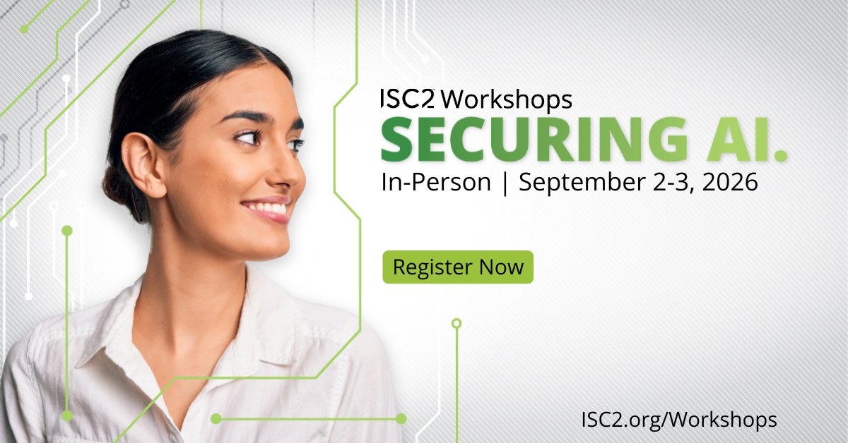 ISC2_Japan's tweet photo. 締切間近！9月2日と3日に東京で開催するISC2 AI Workshopの登録受付は8/27(木)まで。5年以上の実務経験を持つ中堅～上級レベルのサイバーセキュリティ専門家やAI分野で戦略的な役割を担う方々を対象としています。*ワークショップは全編英語で行われます。
参加登録：https://t.co/PW2zuELPeN https://t.co/FWrswMUnQD