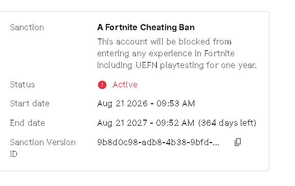 dayyfv23's tweet photo. @FortniteStatus @FNCompetitive @Hogman please take a look at my ban.

I was falsely banned despite never exploiting. Multiple people have reported receiving this same ban.

I’ve already appealed and it’s been almost a week with no response. 
Please investigate this! https://t.co/X1H4xzgAxi