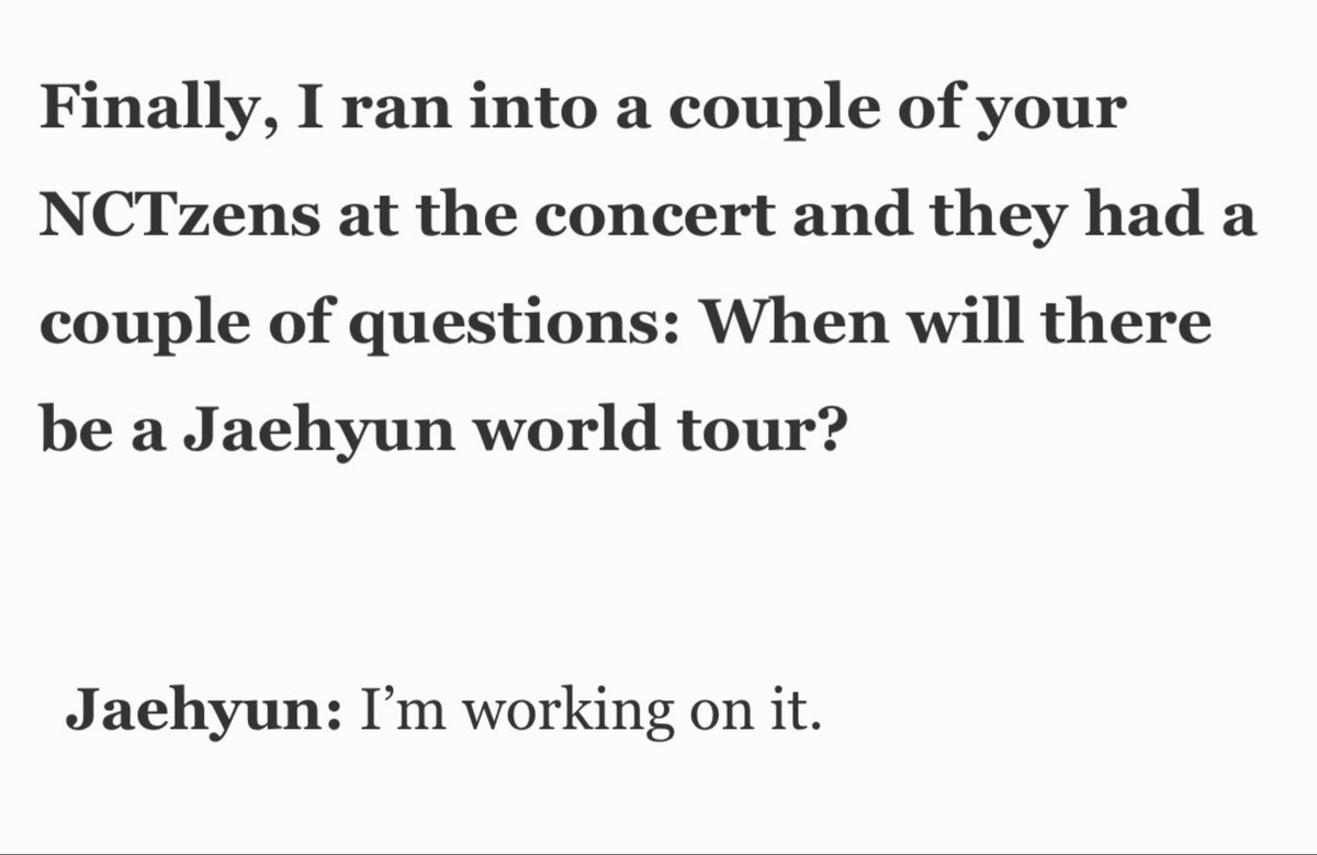 dearestyunoh's tweet photo. “When will there be a Jaehyun world tour?”

Jaehyun: i’m working on it

JAEHYUN WORLD TOUR 2027 LET’S GO 🔥 https://t.co/1mbG2pwpG8