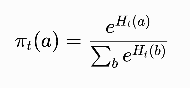 ianmurray33's tweet photo. Learning Reinforcement Learning (Day 12/365)
 
Gradient Bandit Algorithms

So far we’ve estimated action values Q(a) and then chosen actions with ε-greedy or UCB. Gradient bandits take a different route: instead of estimating how good each action is, they learn a preference H(a) for each action and turn those preferences into a probability distribution with the softmax (image 1):

Preferences have no units of reward, only relative differences matter. That makes the method robust to reward scaling and shifting.

The preferences are updated by stochastic gradient ascent on expected reward. After taking action A_t and observing reward R_t, we move the selected preference up (or down) relative to a baseline R̅_t (the average reward seen so far) and move the other preferences in the opposite direction (image 2):

When the reward is above the baseline the selected action becomes more probable; when it is below, it becomes less probable. As preference differences grow, the policy naturally concentrates on the better actions while still leaving a little probability mass on the others: a built-in exploration → exploitation transition.

This is the multi-armed-bandit special case of the REINFORCE policy-gradient theorem with a baseline.

#rl365