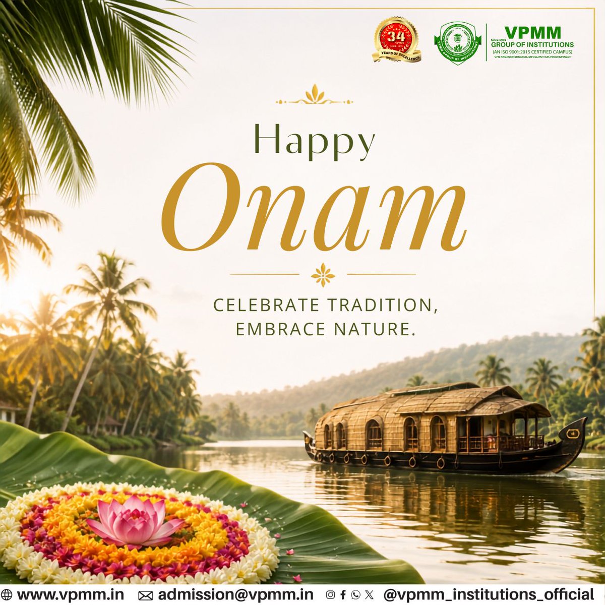 VPMM_Official's tweet photo. 🌸✨ Happy Onam! ✨🌸

May the spirit of Onam fill our lives with happiness, prosperity, peace, and togetherness. 🌼🌿

🌸 VPMM Group of Institutions wishes everyone a Happy &amp; Prosperous Onam! 🌸

#HappyOnam https://t.co/dbg3YXyE17