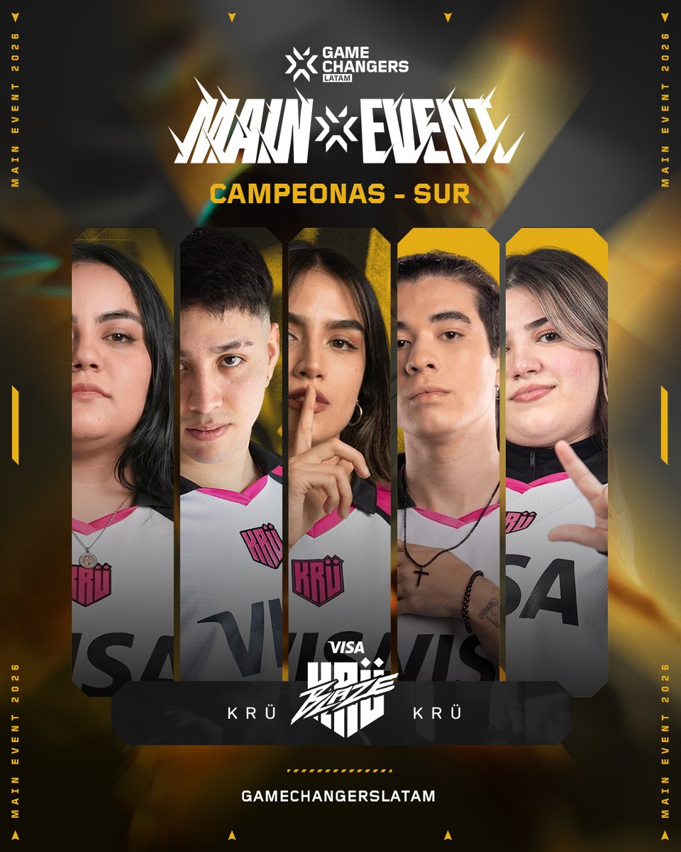 ValorantLee's tweet photo. VCT 2026: Game Changers Latin America

South 🏆KRÜ Blaze @KRUesports
North 🏆Akave Esports Black @AkaveEsports
Qualifies To  VCT LATAM Regional Final
📺https://t.co/hxyPsLn9J7

#VCTGameChangers #VALORANT https://t.co/I4W7oE4Vp0