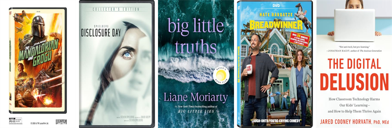 SHPLibrary's tweet photo. This week the South Hadley Public Libraries has 117 new books and three new movies.  New items include The Mandalorian and Grogu, Disclosure Day, Big Little Truths, The Breadwinner, and The Digital Delusion. https://t.co/1ZVIkoHXoQ https://t.co/PCBtov4Hst