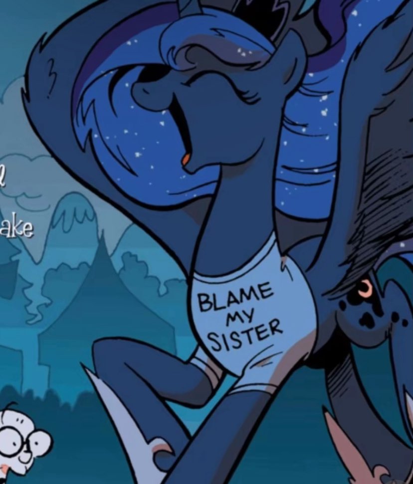 hinc11003's tweet photo. Love the shirt Luna wears in this IDW comic page 😂 https://t.co/MktRj71jbW