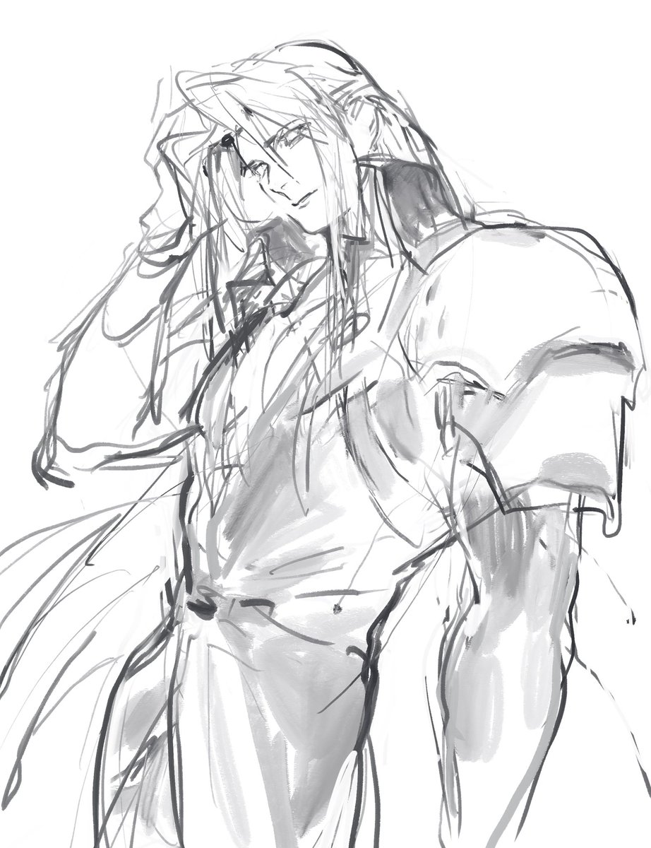 nidaino_tori's tweet photo. リベ待ちで描いてたセフィロスです。

最終決戦着衣論争ですが脱ぐに１票を🤗
#sephiroth https://t.co/Yk2OnPAqqu