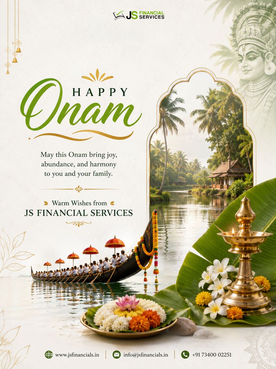 JS_Financials's tweet photo. 🌼 Happy Thiruvonam! 🌼

May this Thiruvonam bring prosperity, happiness, peace and new beginnings to you and your family.

Warm Wishes from JS Financial Services

🌐 https://t.co/fgzWDXDZss
📧 info@jsfinancials.in
📞 +91 73400 02251 https://t.co/gHIm3AFdgu