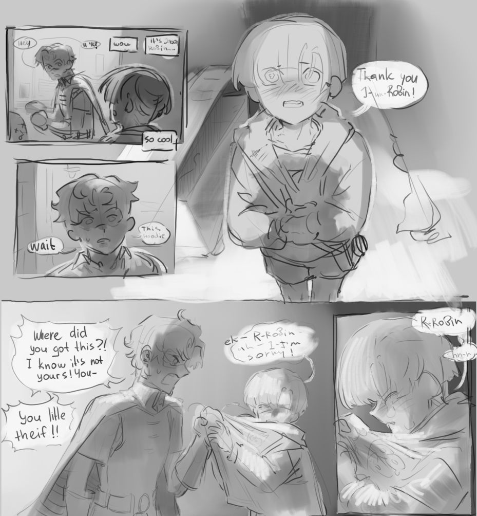 nsfwRBG18's tweet photo. "may I get stalker Timmy pleaseee. any ship is fine" 
we continue this story... Robin beated shit out of theif that tried to get to timmy while he was following jaybin and now he got caught..
I think he will go crazy when he sense their scents mixed together on the hoodie
#jaytim https://t.co/mTVCcDstcT