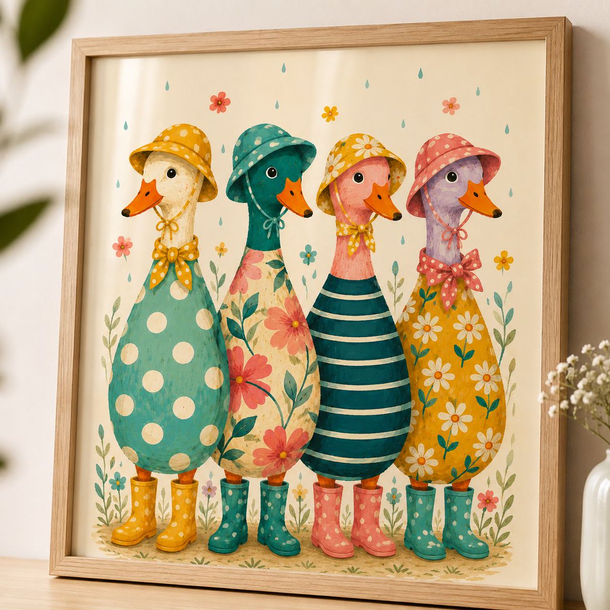 BJDesignsX's tweet photo. Whimsical duck wall art featuring four colourful, characterful ducks dressed for a rainy day in patterned hats, outfits and rain boots.
https://t.co/OgoYx6eYZn
#Nurseryart
#PrintableWallArt
#DigitalDownloadArt
#FarmhouseWallArt
#CountryHomeDecor
#InstantDownloadPrint https://t.co/P3ZDND9yWt