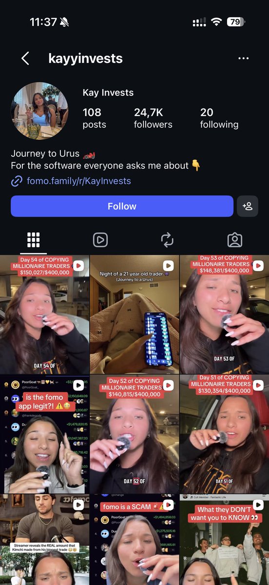 zaika_hl's tweet photo. This is the same playbook run by numerous accounts

Check ‘Kay Invests’, who claims she’s up 150K in her videos, though her pnl on fomo is $11 👏

Topping up the balance with cash every single hour to look legit https://t.co/5qL9tqK8ZY