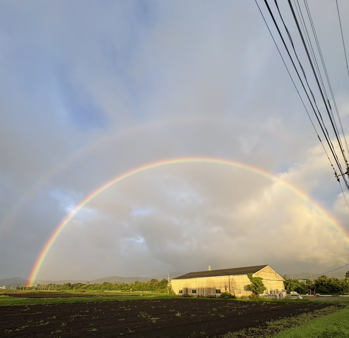 lS19FcAkEpS2Im5's tweet photo. 今日夕方の虹🌈
かなり近い😱

フラットだよなアース
ドーム(DOME)の環境の中の世界
天蓋が少しずつ下がっている

虹🌈が出たら昔不吉だったらしい
気をつけましょう😂 https://t.co/lvFYRCZlEc