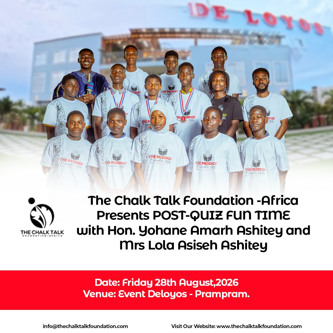 thechalk_talk's tweet photo. The IP Mayor of Tema Hon Yohane Amarh Ashitey and his wife Mrs Lola Asiseh Ashitey welcomes the 10 finalists of the 4th Edition of THE PRODIGY EXAMINATION-26. This is the 2nd Edition of THE POST-QUIZ FUN TIME at Event Deloyos -Prampram. https://t.co/c5ljdVATUQ