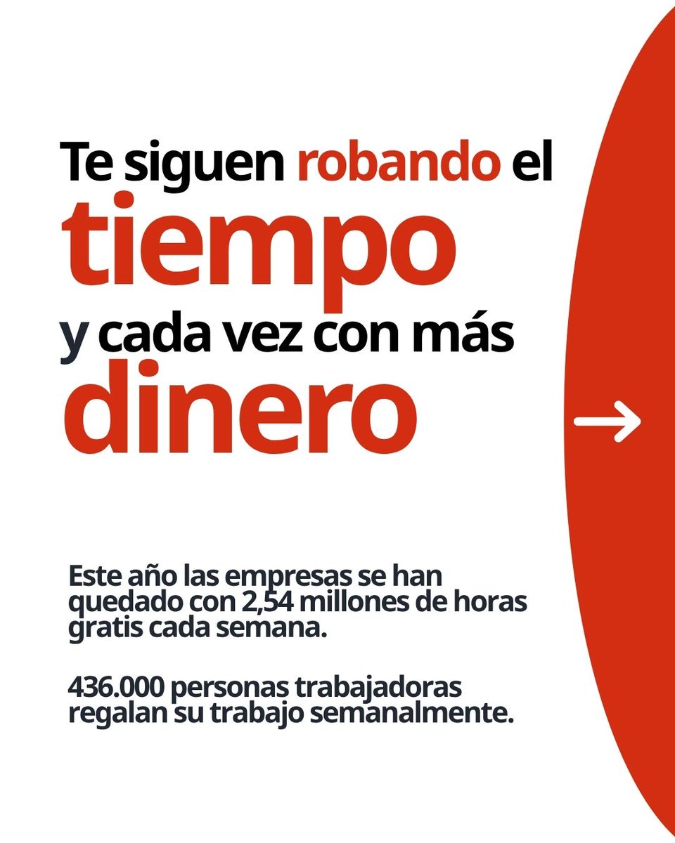 CCOO's tweet photo. ‼️😡 ¡Tu empresa te está robando el tiempo! https://t.co/SJAvuGo8Ce