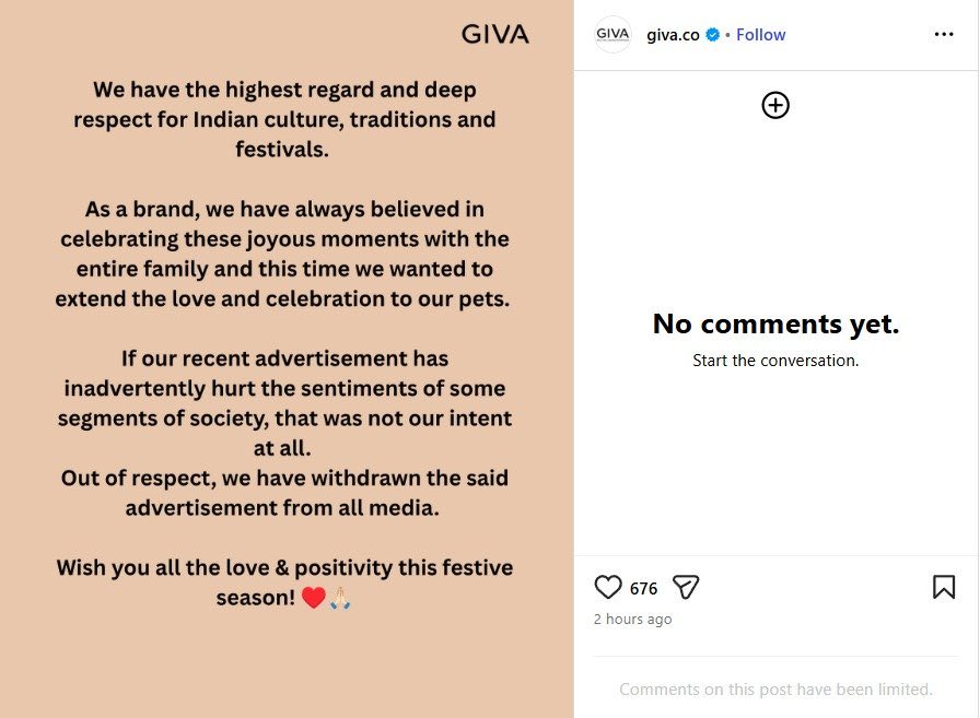 SouleFacts's tweet photo. Kriti Sanon says women have the freedom to wear whatever they want. Fine. Nobody is arguing about her private wardrobe.

But GIVA had to pull down its Raksha Bandhan ad after massive backlash over exactly the outfit she is now defending. That is not a coincidence. That is public sentiment speaking louder than her justification.

Here is the question Kriti conveniently skips, does context not matter at all? An occasion, a festival, a brand identity, none of it counts for anything?

By her logic, would she be fine walking into a temple in beachwear? Would GIVA be fine launching a Rakhi campaign that looks like a swimsuit shoot? Would she visit a funeral dressed for a pool party?

And then comes the bigger contradiction. In the same ad she ties a Rakhi to a dog and calls it family. Cute sentiment, except family does not work as a convenient prop for a brand shoot. 𝐈𝐟 𝐭𝐡𝐞 𝐝𝐨𝐠 𝐢𝐬 𝐫𝐞𝐚𝐥𝐥𝐲 𝐡𝐞𝐫 𝐛𝐫𝐨𝐭𝐡𝐞𝐫, 𝐝𝐨𝐞𝐬 𝐬𝐡𝐞 𝐞𝐚𝐭 𝐭𝐡𝐞 𝐬𝐚����𝐞 𝐝𝐨𝐠 𝐟𝐨𝐨𝐝 𝐡𝐞 𝐞𝐚𝐭𝐬? 𝐃𝐨𝐞𝐬 𝐢𝐭 𝐬𝐢𝐭 𝐚𝐭 𝐭𝐡𝐞 𝐝𝐢𝐧𝐢𝐧𝐠 𝐭𝐚𝐛𝐥𝐞, 𝐠𝐞𝐭 𝐭𝐡𝐞 𝐬𝐚𝐦𝐞 𝐫𝐢𝐠𝐡𝐭𝐬, 𝐭𝐡𝐞 𝐬𝐚𝐦𝐞 𝐫𝐞𝐬𝐩𝐨𝐧𝐬𝐢𝐛𝐢𝐥𝐢𝐭𝐢𝐞𝐬 𝐚𝐬 𝐚 𝐡𝐮𝐦𝐚𝐧 𝐬𝐢𝐛𝐥𝐢𝐧𝐠? Or is “family” only invoked when it photographs well for a jewellery campaign?

That is the real problem here. Emotional language borrowed selectively to sell a product, dressed up as empowerment when questioned, and dressed up as family bonding when convenient. Animals are not humans, and treating them as equivalent only for a 30 second ad is not affection, it is marketing dressed as sentiment.

GIVA had the sense to apologise and pull the ad. Kriti is still busy lecturing the public about their own culture instead of admitting the campaign got the tone wrong.