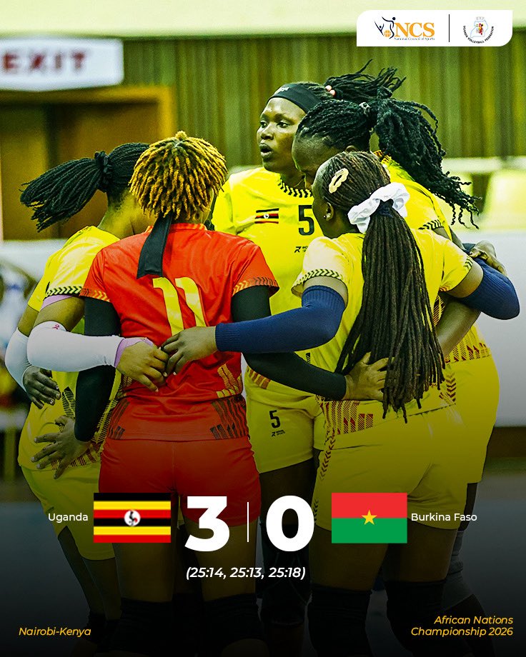 Ugvolley's tweet photo. Two matches. Two wins. 💪🇺🇬

The Lady Volleyball Cranes make it two wins from two with a commanding 3-0 victory over Burkina Faso! 🏐

One more group match to go. The mission continues. 🇺🇬🔥

#LadyVolleyballCranes #CAVBWomenNations2026 https://t.co/Ewgxcle2YK
