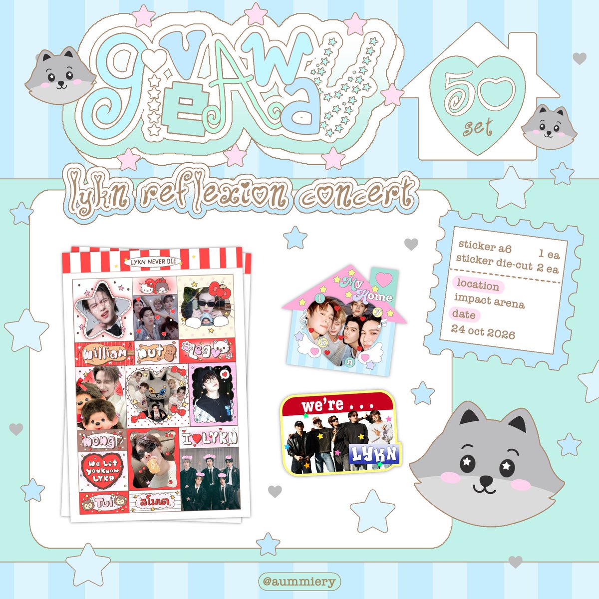 aummiery's tweet photo. ♡ྀི 𝓟ls kindly rt ໒꒰ྀི∩˃ ᵕ ˂∩꒱ྀི১  

giveaway for #LYKNReflexionConcert🪞
✧ sticker A6 1 ea
✧ sticker die-cut 2 ea

special for nuthong 🥜🍦
✧ sticker A6 1 ea
✧ sticker die-cut 5 ea
✧ photo booth 1 ea
✧ photo card 1 ea
✧ keyring 1 ea

☆ only 50 set ☆

🗓️ date : 24 october 2026
🕓 time : tba 
🏟️location : impact arena 

#lykn #nuthong