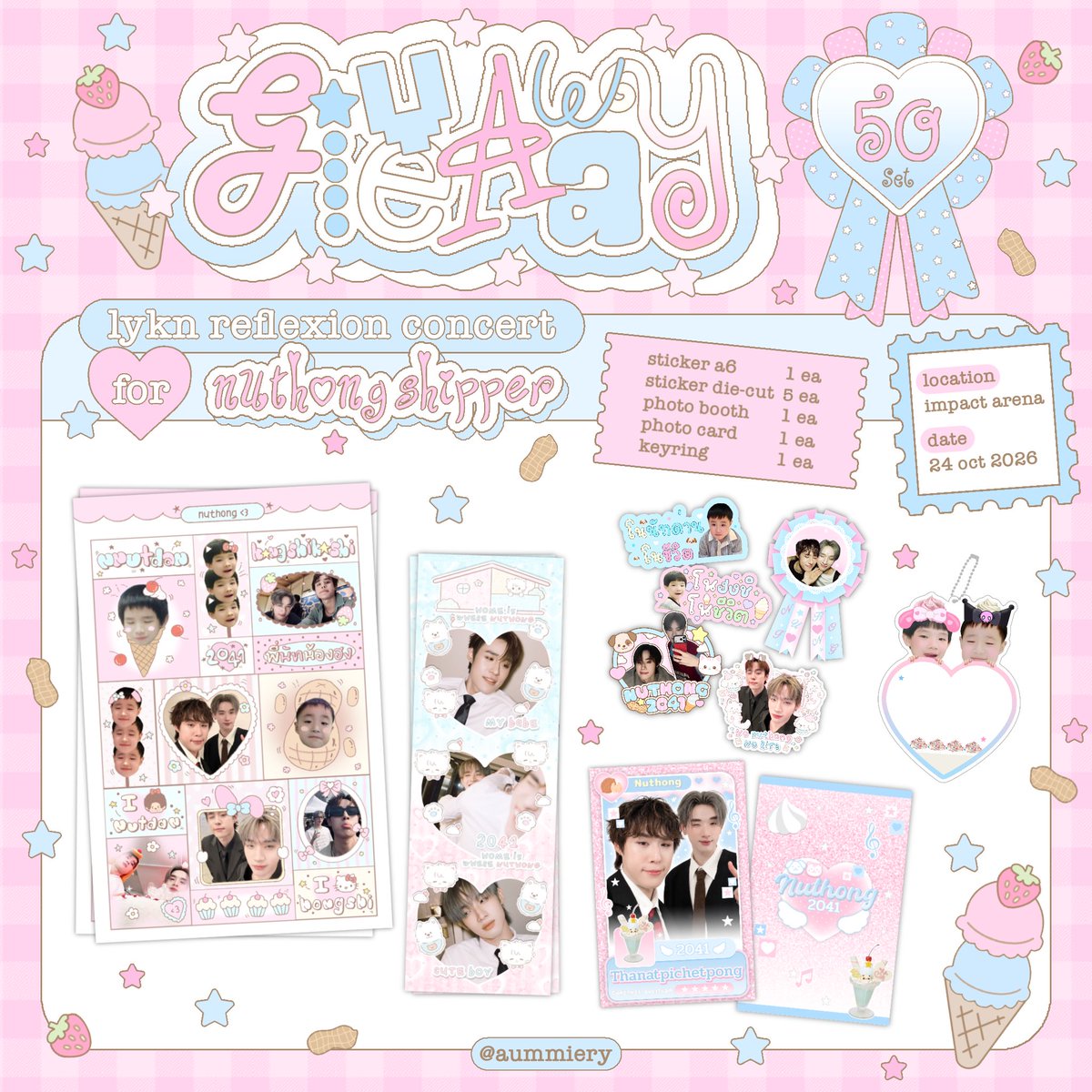 aummiery's tweet photo. ♡ྀི 𝓟ls kindly rt ໒꒰ྀི∩˃ ᵕ ˂∩꒱ྀི১  

giveaway for #LYKNReflexionConcert🪞
✧ sticker A6 1 ea
✧ sticker die-cut 2 ea

special for nuthong 🥜🍦
✧ sticker A6 1 ea
✧ sticker die-cut 5 ea
✧ photo booth 1 ea
✧ photo card 1 ea
✧ keyring 1 ea

☆ only 50 set ☆

🗓️ date : 24 october 2026
🕓 time : tba 
🏟️location : impact arena 

#lykn #nuthong