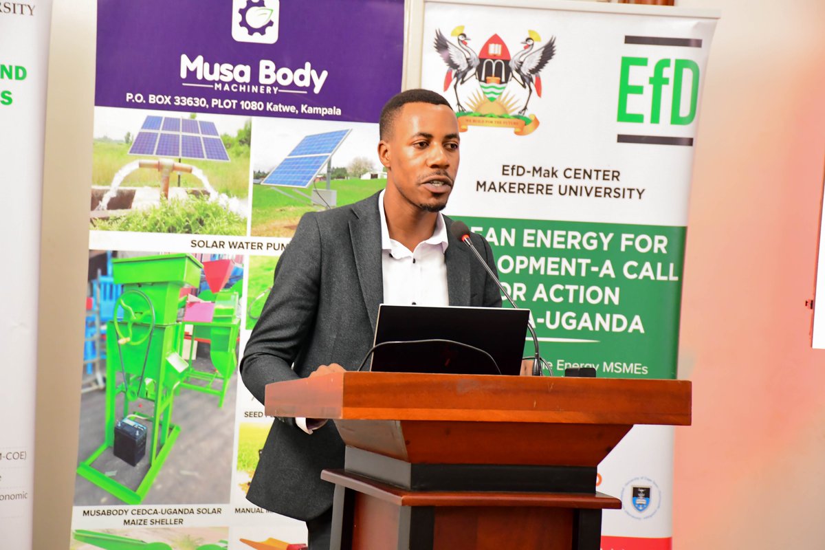 MakCoBAMS's tweet photo. Clean Energy for Devt (CEDCA Project): Mr. Gyaviira Ssewankambo, Project Manager &amp; Engineer @EfD_MakCentre has presented the co-created hybrid maize sheller-a collaborative effort involving the 
@Makerere researchers, Musa Body (fabricators) &amp; farmers. @MakerereNews @IDRC_Uganda https://t.co/pxgZDGUuSA
