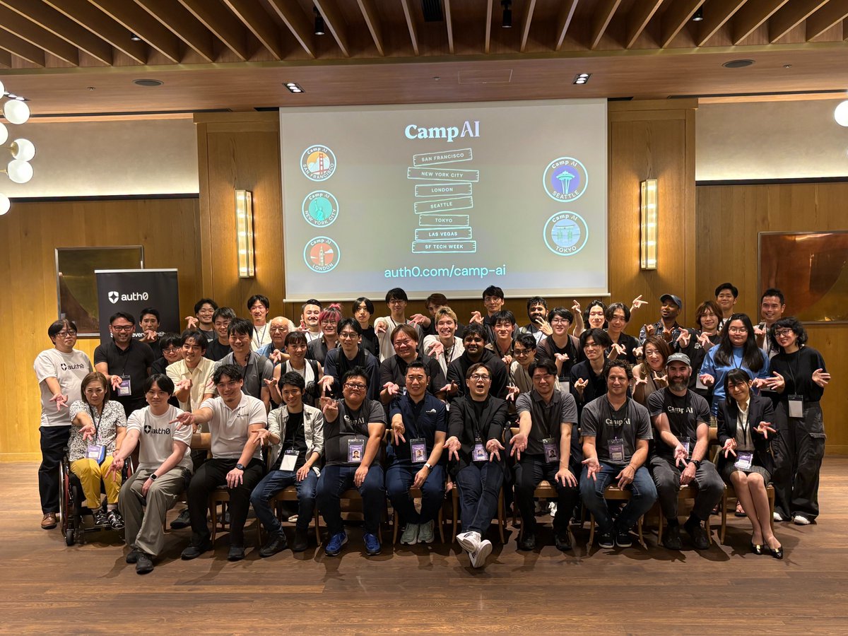 auth0_jp's tweet photo. 本日の「Camp AI: Agents at Work //Tokyo//」は全プログラムが終了しました！ご参加いただいた皆様、誠にありがとうございました。最後に撮影した会場での集合写真を共有します。また次回のイベントでお会いしましょう！ #CampAI #AI https://t.co/ISEEwHN53Y