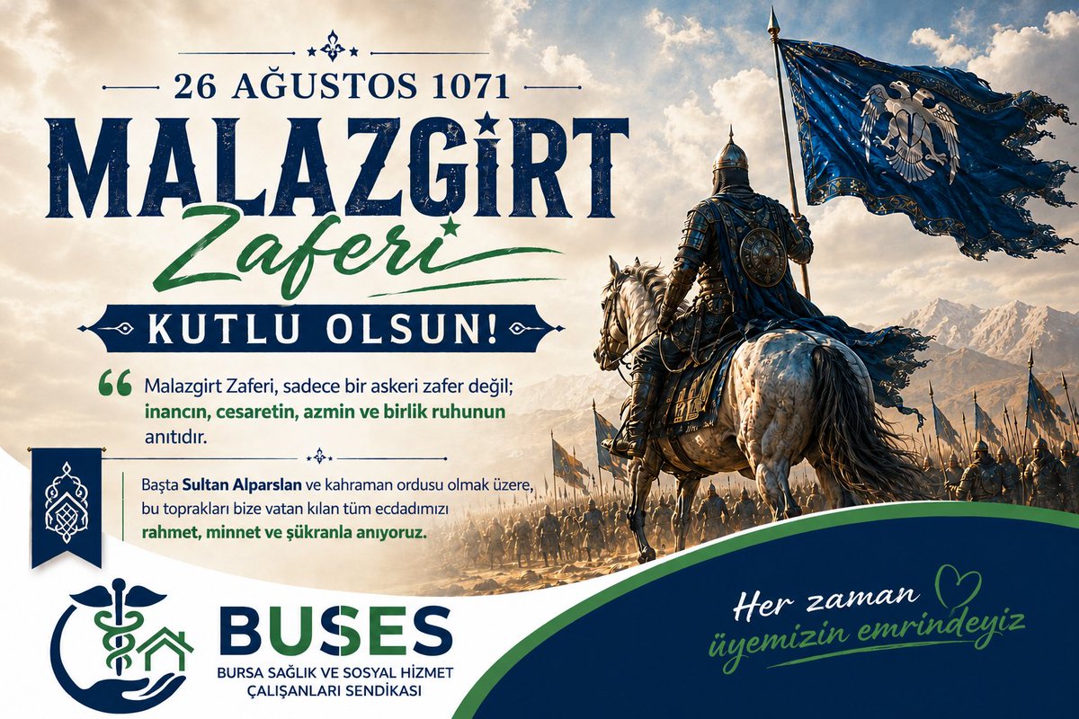 busesbursa's tweet photo. Malazgirt zaferi sadece bir askeri zafer değil; inancın, cesaretin, azmin ve birlik ruhunun anıtıdır. Başta Sultan Alparslan ve kahraman ordusu olmak üzere bu toprakların bize vatan kılan tüm ecdadımızı rahmetle anıyoruz. https://t.co/inkXDBpJSy