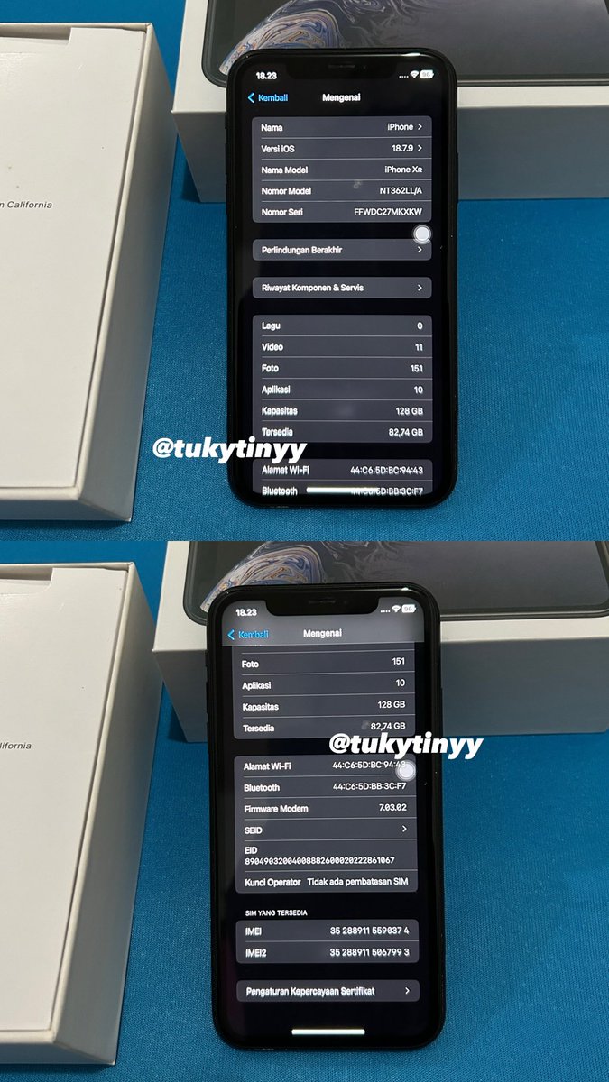 tukytinyy's tweet photo. #wts iPhone XR Black

- Storage 128gb
- ⁠Inter (Smartfren, Tri, Telkomsel ✅)
- ⁠Baterry health 73%
- ⁠Face id ✅
- ⁠True tone ✅
- ⁠Kamera d / b ✅
- ⁠Kelengkapan dus + unit
- ⁠Minus lecet di beberapa bagian
- Pemakaian pribadi
- ⁠Dom tangsel

💰 2,7 (avail nego) https://t.co/qnAp51pksY
