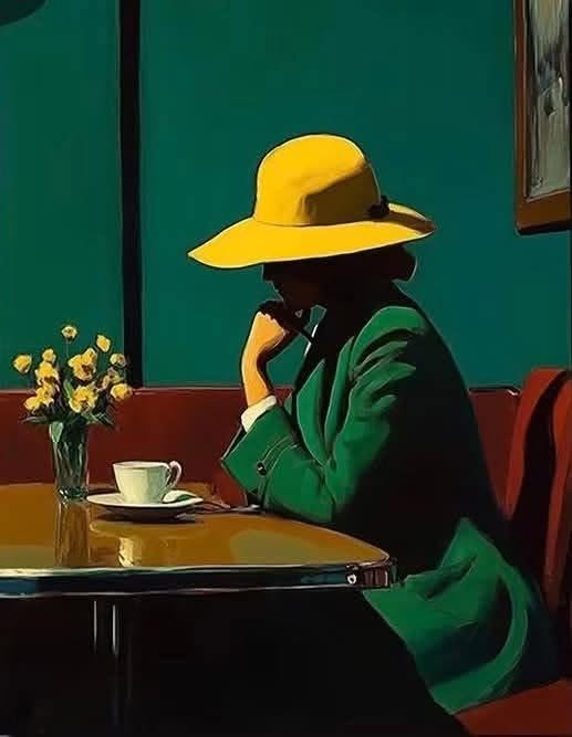 Brindille_'s tweet photo. Girl with Yellow Hat 
 © Jef Bourgeau (American artist, b. 1950) https://t.co/BECPyETvSw