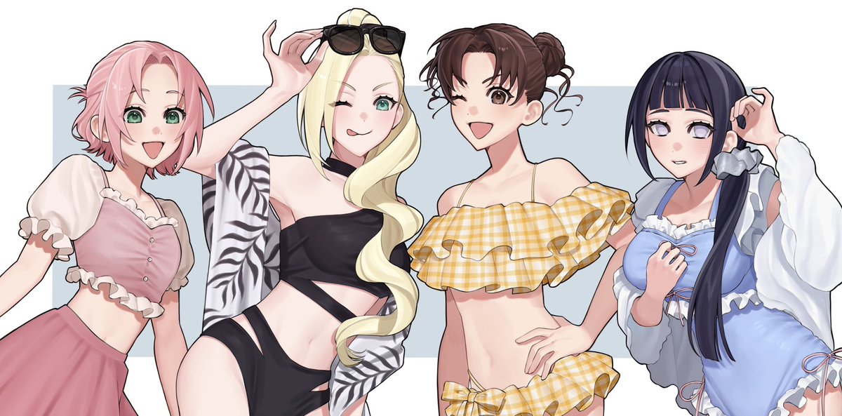pochiwoooo_25's tweet photo. 木ノ葉女子 水着パロ🏖🌺 https://t.co/FICo1IVVPa