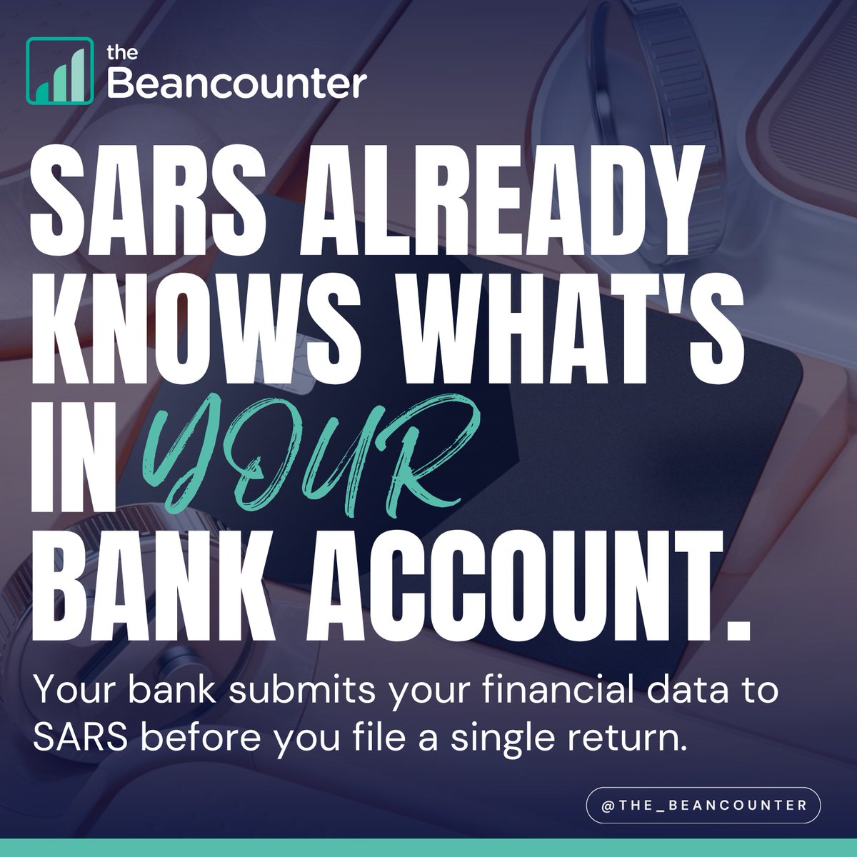 The_Beancounter's tweet photo. SARS isn’t starting from zero when your tax return arrives. 👀

Your financial data may already be sitting with SARS. If what you declare doesn’t match what they already hold, the mismatch can trigger a flag.

Before you file, make sure the numbers tell the same story. https://t.co/SGJN89OvUB