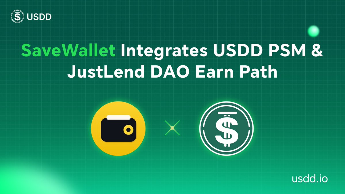 USDDecentralize's tweet photo. 🔥 USDD utility is expanding on TRON with SaveWallet!

@savewallet_tron has natively integrated USDD PSM on TRON and the JustLend DAO USDD Pool earning path inside SaveWallet Earn.

Built by @tronsave_io, SaveWallet makes it easy to swap USDT to USDD and explore on-chain yield. https://t.co/TquwL2Hqa3