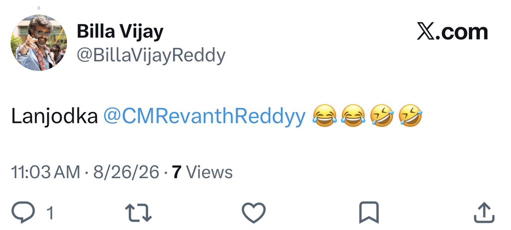 CMRevanthReddyy's tweet photo. @TejaSai884_ 😂😂😂😂 https://t.co/NWkF8e5TJ6