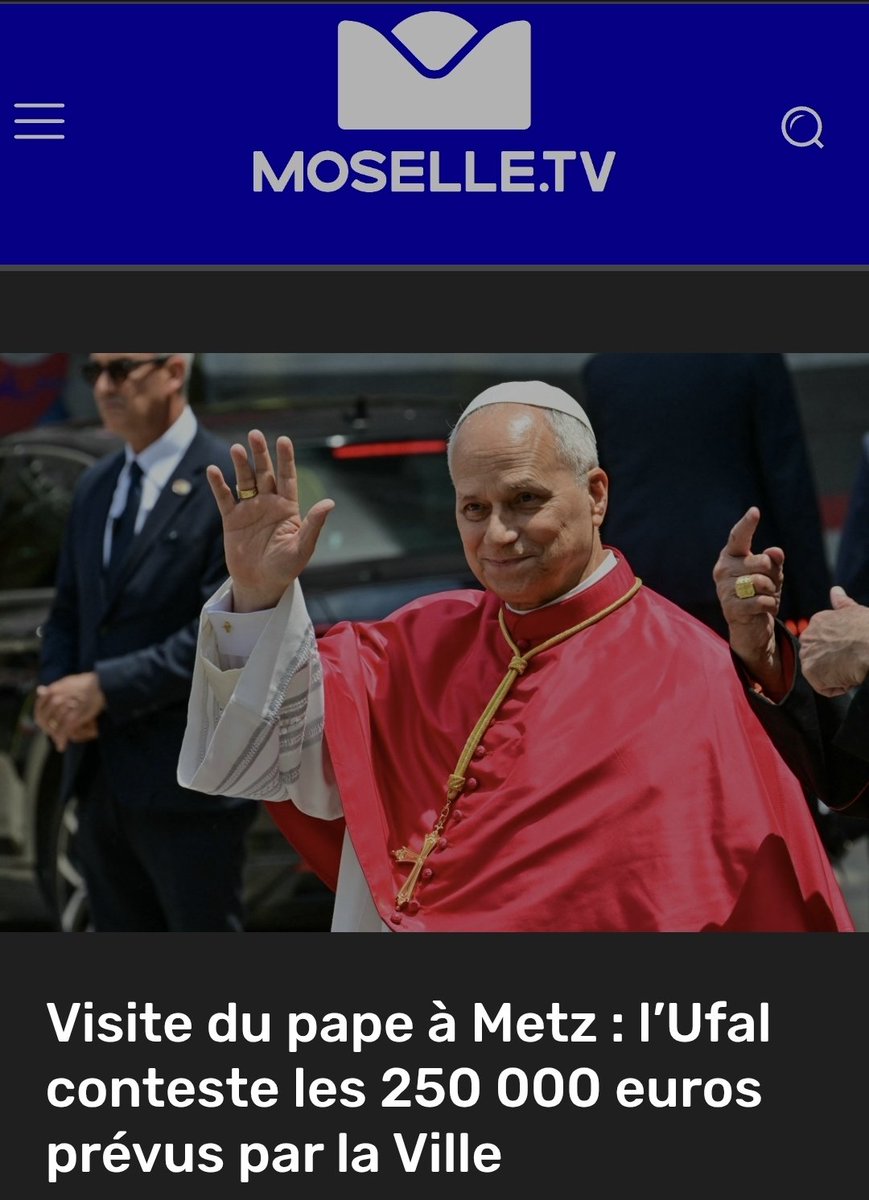 GatiponMatthieu's tweet photo. 📹🇫🇷💸⛪️ Je serai ce soir l’invité de @moselle_tv pour évoquer le coût important de la visite du pape à Metz, une dépense qui, selon l’@ufal57, ne devrait pas peser sur les finances de la @VilledeMetz ⤵️⤵️⤵️ https://t.co/IUcwklwkBj
#UFAL #Pape #Laïcité #Metz #Moselle https://t.co/slHr4fhxiy
