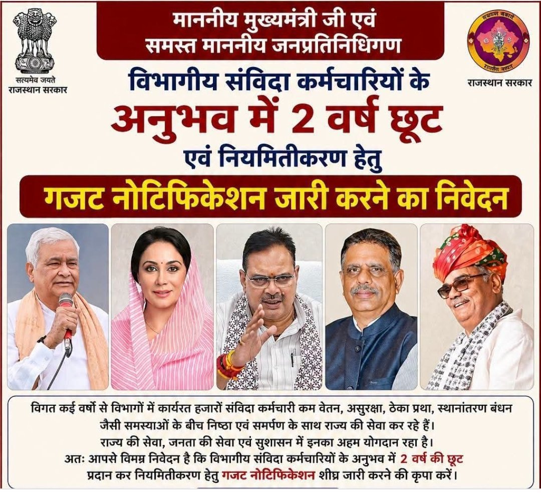 ABDULWA40197866's tweet photo. शिक्षा विभाग में कार्यरत पंचायत शिक्षकों व विद्यालय सहायकों को बजट घोषणा अनुसार अनुभव में 2 वर्ष की छूट देकर स्थाई नियुक्ति प्रदान करें राजस्थान सरकार 

#Regularize_पंचायतशिक्षक_विद्यालयसहायक https://t.co/WjGURDjFGH