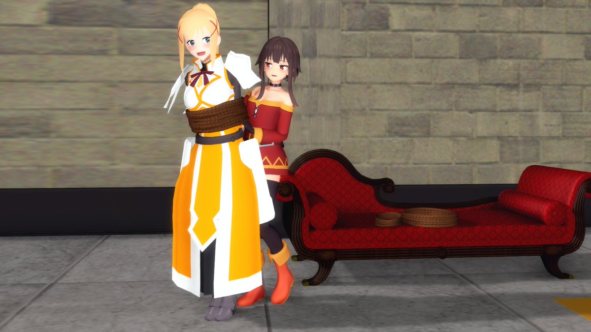 dakutapa's tweet photo. Commission for @_Mistyyyy_ 
Darkness asked Megumin to help with her new escape training,but i havent went as planned https://t.co/MxrxyT2CM4