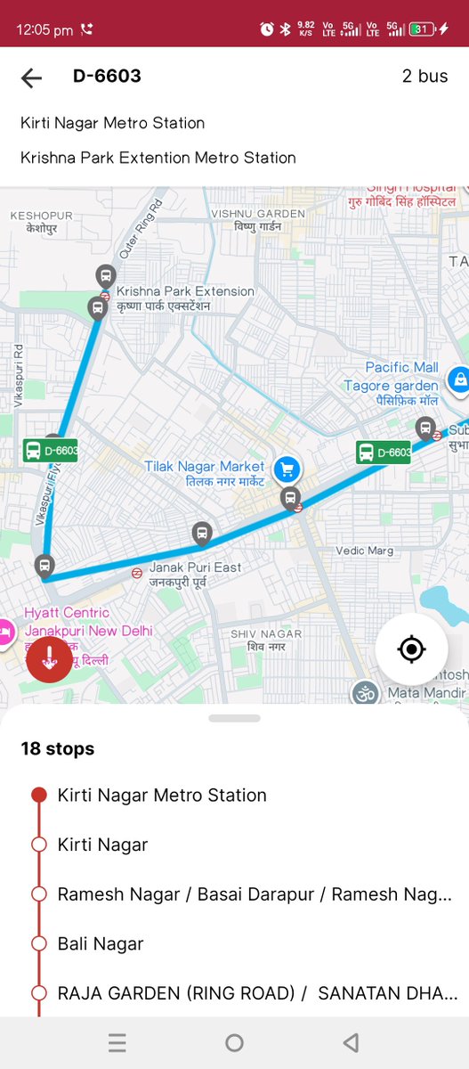 imjkaushik's tweet photo. @dtchq_delhi @CMODelhi Sir, see just now, 6603 bus from Kirti Nagar to Krishna park going from Tilak Nagar side. As per route, it should take left turn from Subhash Nagar mod. https://t.co/42LZi8vr2h