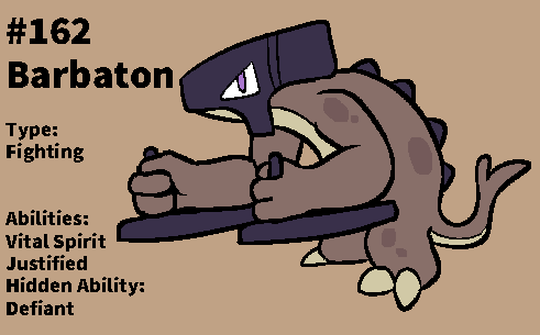 NamakoBussey's tweet photo. Batrolle evolves into Barbaton, and Smoger evolves into Ogerheat! Batrotte and Barbaton fight with the sticks they find, while Smoger and Ogerheat scare intruders with their masks! These two families have a fierce rivalry with each other!
#Fakemon https://t.co/SHAaXSGOuc