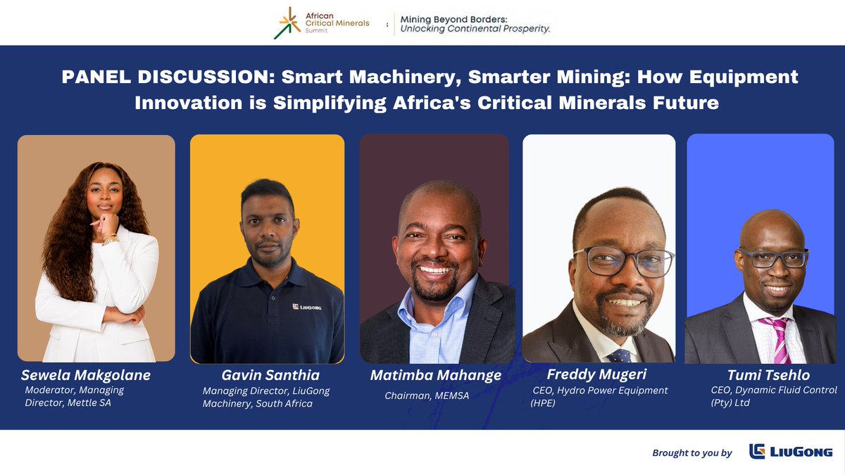 ACMsummit's tweet photo. βοΈ Coming up at #ACMS2026 β don't leave your seat!
Smart Machinery, Smarter Mining π₯
Sewela Makgolane moderates Gavin Santhia, Matimba Mahange, Tumi Tsehlo & Freddy Mugeri.
Four CEOs. One panel. Zero waffle.
#MiningBeyondBorders #CriticalMinerals #AfricanMining https://t.co/IhBaYGxz94