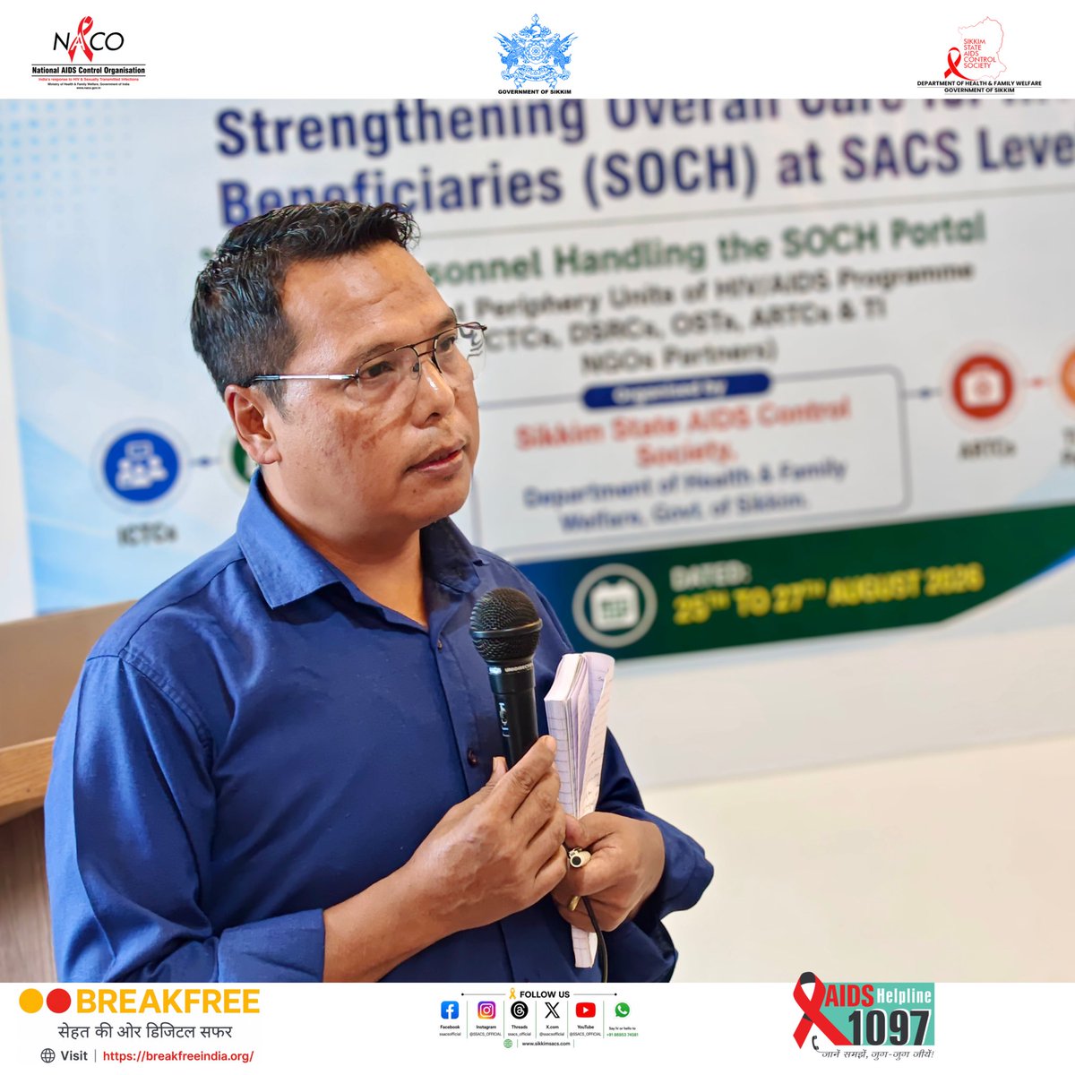 ssacsofficial's tweet photo. 🌟 Strengthening HIV Care in Sikkim! ❤️
SSACS’ 3-day SOCH refresher training focuses on stronger skills, better systems &amp; improved HIV care. 💻🤝🌈

#SSACS #SOCH #Sikkim #HIVCare https://t.co/lIairBX9YH