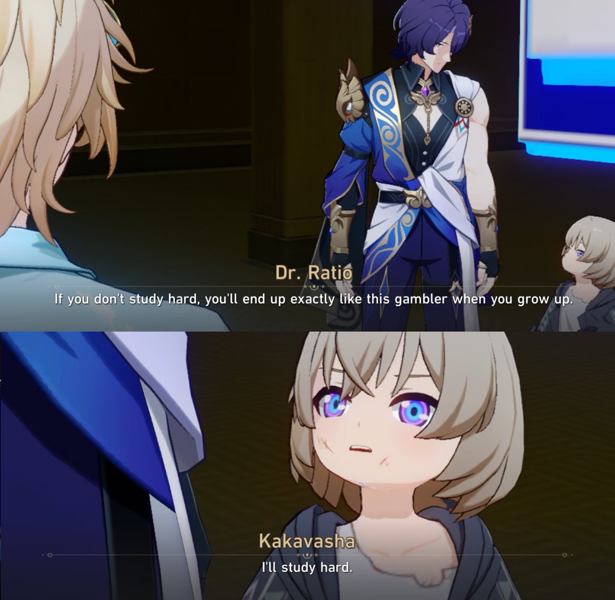 sourgrapesbunch's tweet photo. 4.5 spoliers

This is frying me, not Dr. Ratio telling Kakavasha to study hard so he won't become like aventurine 😭😭😭😭. https://t.co/c71H7ldxL2