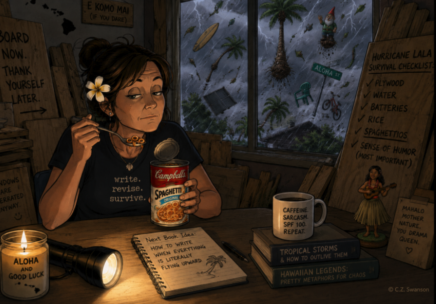 uthorcdswanson's tweet photo. Lala barely cleared the room before Moke showed up. #Hawaii #HurricaneSeason has no sense of pacing.
#WritersCommunity #CZUnsupervised https://t.co/L2wqoZfxeg