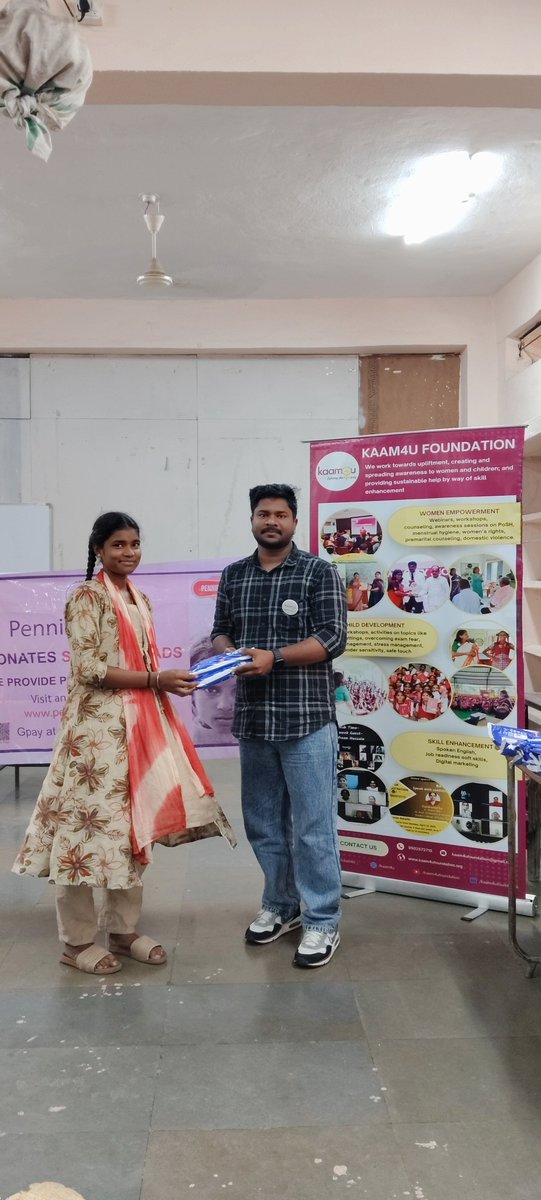 Kaam4uF's tweet photo. On Aug 24, Kaam4U Foundation conducted a sanitary pad distribution drive under Shravanti – Project Melody at Govt. High School for the Deaf, Malakpet. Thanks to volunteers Khamakshi &amp; Enosh and Pennies 4 Pads! ❤️

#Kaam4U #Shravanti #ProjectMelody #MenstrualHygiene https://t.co/qR1RHFZVUL