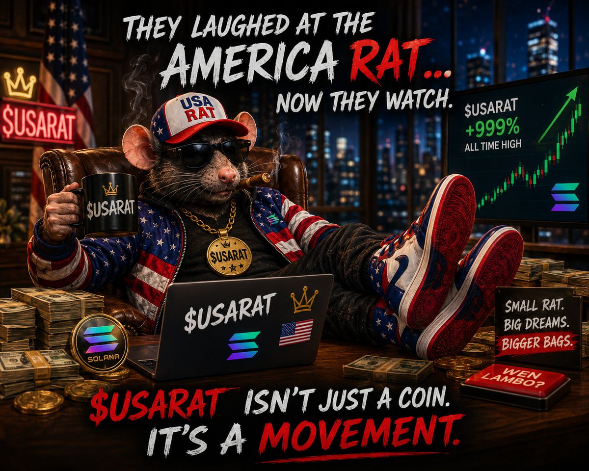 USARAT01's tweet photo. THEY LAUGHED AT THE RAT…
NOW THEY’RE WATCHING. 🐀🇺🇸🔥

Small rat. Big dreams. Bigger bags. 💰

$USARAT isn’t just a coin. It’s a movement.

THE AMERICA RAT IS COMING. 👑🚀

#USARAT #Crypto #Solana #Memecoin #CryptoTwitter #SOL #Altcoins #Web3 #DeFi #1000x https://t.co/9jaoByebIP